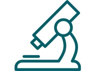 Vereinfachte Darstellung eines Mikroskop-Symbols in grüner Farbe, mit klaren Linien und minimalistischem Design.