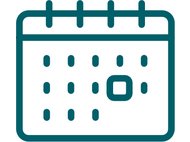 Illustration eines Kalendersymbols mit einem quadratischen Rahmen um ein Datum, das den Fokus des Kalenders darstellt.