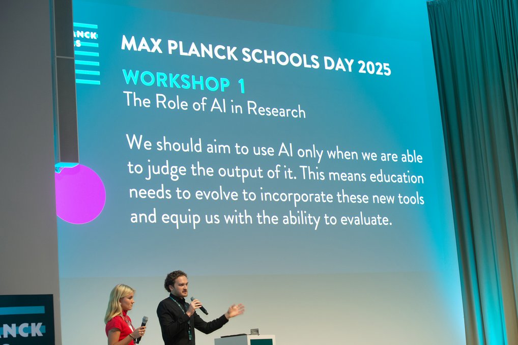 Workshop zu KI in der Forschung beim Max Planck Schools Day 2025 mit Fokus auf Bildung und Evaluierung.