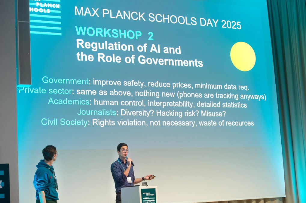 Workshop zur Regulierung von KI und der Rolle von Regierungen bei Max Planck Schools Day 2025.